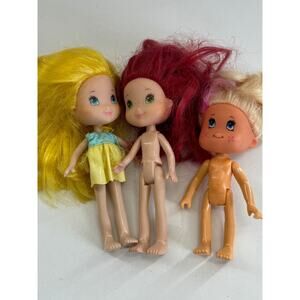 Strawberry Shortcake Friends Lot Of 3 Dolls (Strawberry, Lemon, Unknown)